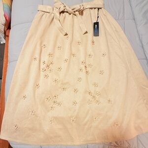 Alice Blue Cream Embellished Midi Skirt